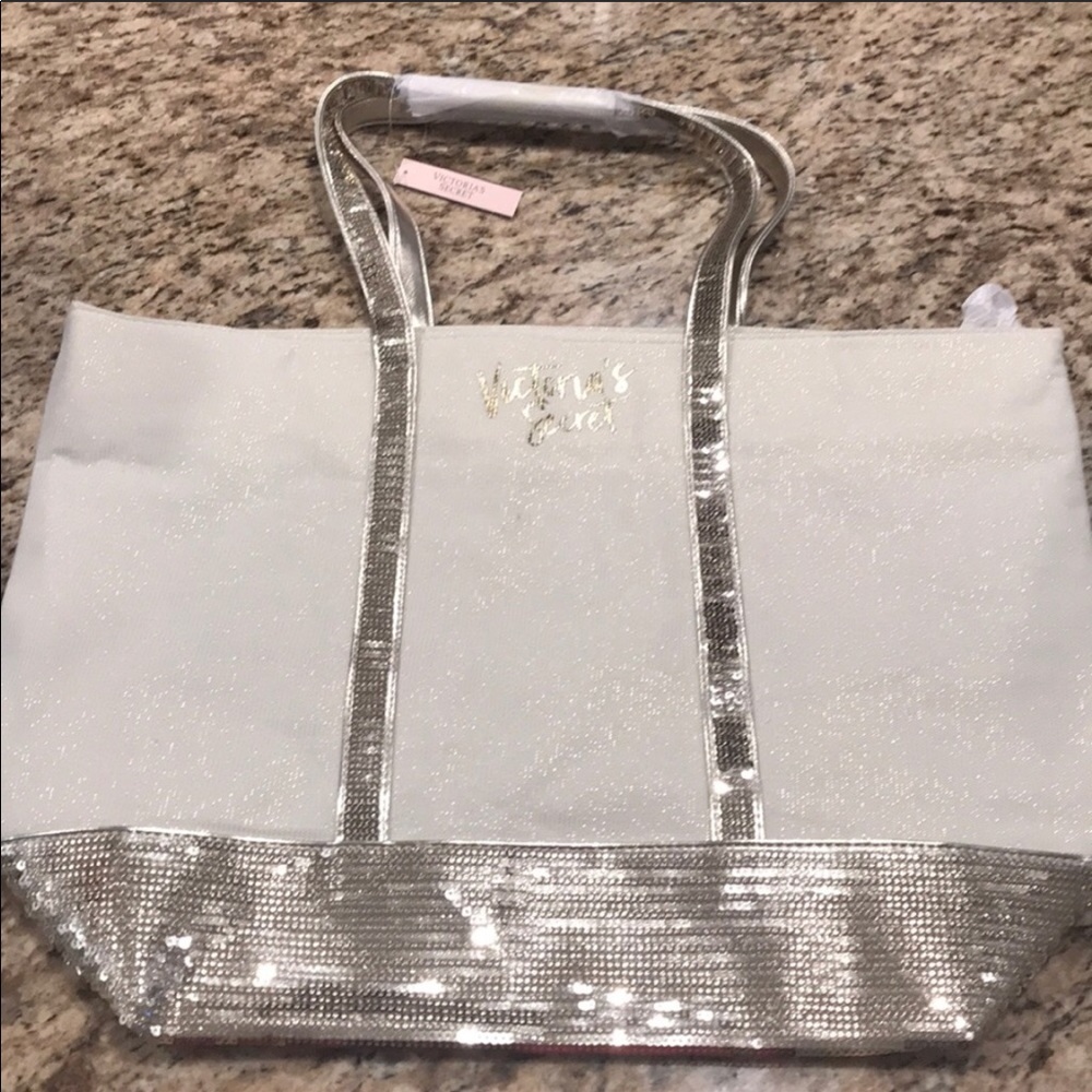 Victoria’s Secret sequined tote. Gold